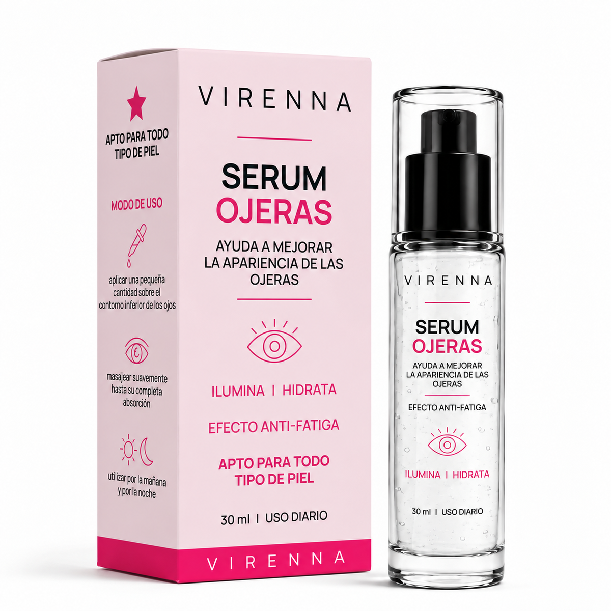 Virenna Serum Ojeras — Contorno de Ojos Anti-Fatiga y Anti-Ojeras